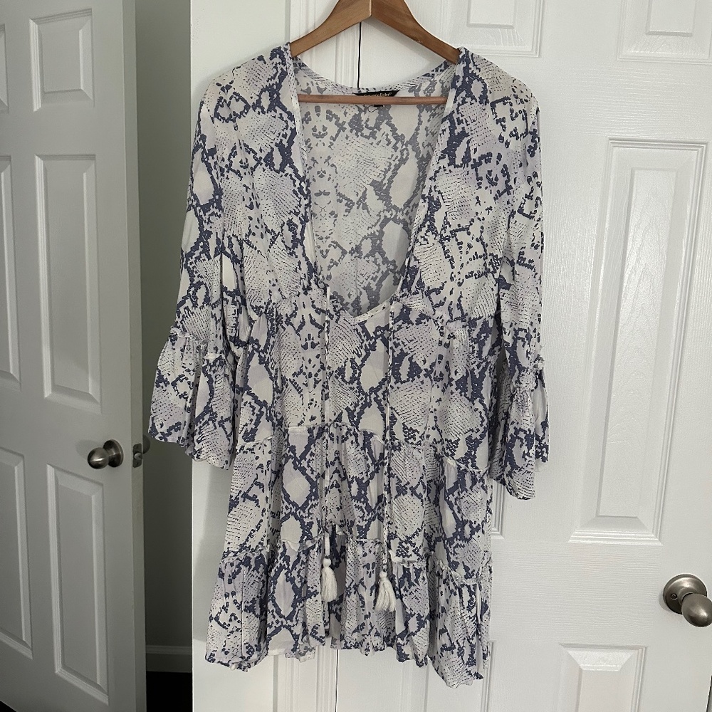 Blue Snake Skin Beach Cover Up M